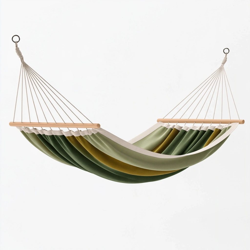 Amaca 320 x 150 cm in tessuto verde oliva con barre in legno per giardino