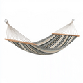 Amaca 200 x 100 cm in tessuto beige nero con barre in legno per giardino