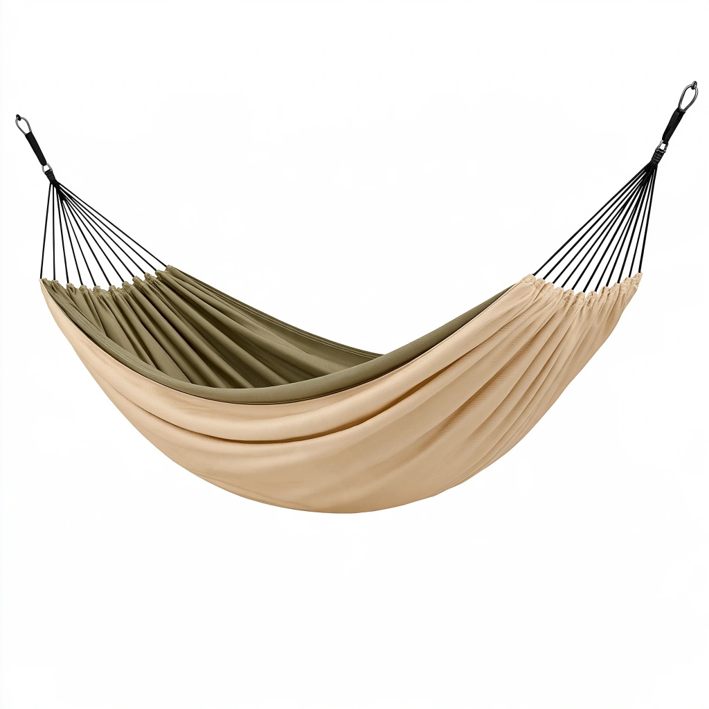 Amaca sospesa 300 x 150 cm in tessuto beige e verde oliva - per relax da esterno