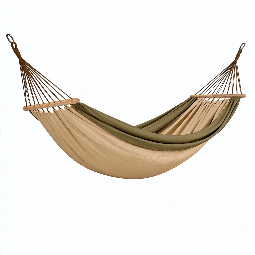 Amaca da giardino 300 x 120 cm in tessuto beige e verde con barre in legno