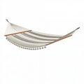 Amaca 270 x 150 cm in cotone avorio con barre in legno e frange decorative