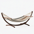 Amaca da giardino 300 x 100 x 110 cm in cotone crema grigio e marrone con supporto in legno