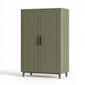 Armadio contenitore 100 x 45 x 180 cm in legno verde oliva con ante scanalate stile moderno