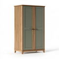 Armadio 100 x 55 x 190 cm in legno verde oliva e naturale con 2 ante stile moderno