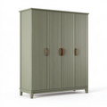 Armadio guardaroba 160 x 60 x 200 cm in legno verde a 4 ante con pannelli scanalati