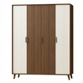 Armadio guardaroba 180x60x200 cm in legno marrone noce e crema - quattro ante a battente stile moderno