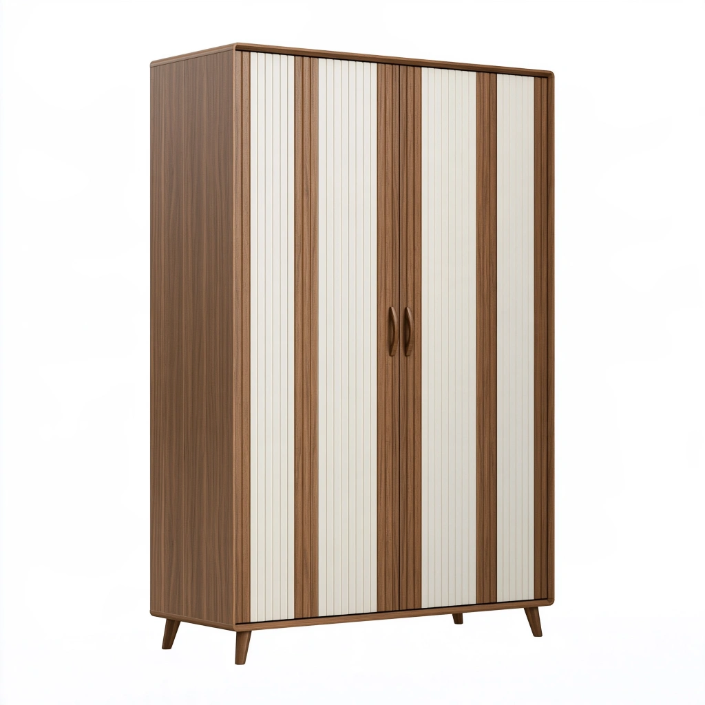 Armadio guardaroba 120 x 55 x 180 cm marrone e bianco effetto legno moderno a 2 ante