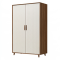 Armadio a 2 ante 90 x 50 x 180 cm in legno marrone e bianco con ante scanalate