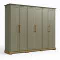 Armadio guardaroba 270 x 60 x 220 cm in legno verde salvia a sei ante stile moderno