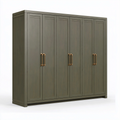 Armadio guardaroba 300 x 60 x 220 cm in legno ingegnerizzato verde oliva con sei ante stile classico