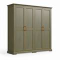 Armadio 200 x 60 x 220 cm in legno verde oliva a 4 ante - stile classico per camera da letto