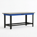 Banco da lavoro 160 cm x 60 cm x 90 cm in acciaio e legno grigio blu con cassetto