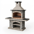 Barbecue da giardino in muratura 140 x 75 x 230 cm pietra grigio nero con camino rustico