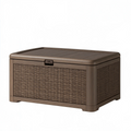 Cassapanca contenitore da esterno 120 x 60 x 65 cm in resina marrone effetto rattan con coperchio
