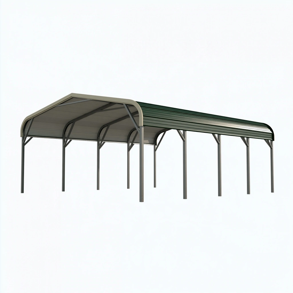Tettoia per auto 600 x 600 x 280 cm in metallo grigio verde - copertura da esterno