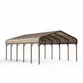 Tettoia per auto 600 x 300 x 270 cm in acciaio marrone con copertura beige a doppia falda
