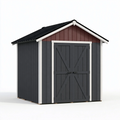 Casetta da giardino 250 x 180 x 220 cm in legno e metallo antracite rosso con doppia porta
