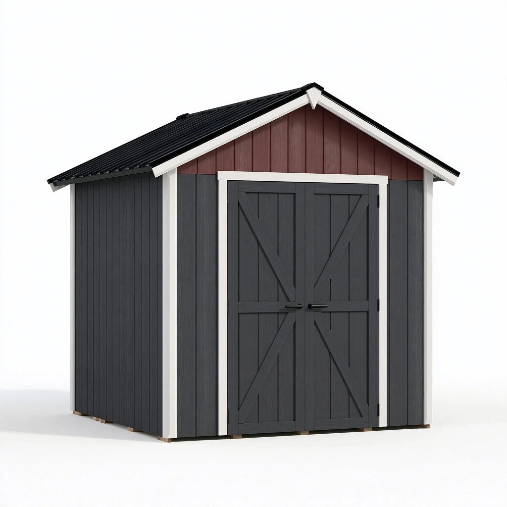 Casetta da giardino 250 x 180 x 220 cm in legno e metallo antracite rosso con doppia porta