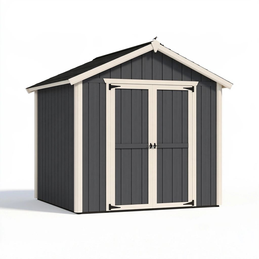 Casetta da giardino 213 x 130 x 180 cm in acciaio grigio antracite con doppia porta