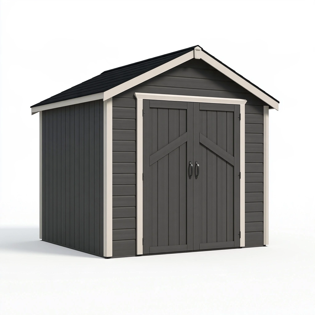 Capanno da giardino 240 x 180 x 230 cm in resina grigio antracite con doppia porta