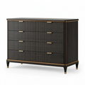 Cassettiera 150 x 45 x 90 cm in legno nero con 6 cassetti stile moderno