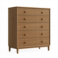 Cassettiera 100 x 45 x 120 cm in legno marrone con 5 cassetti stile moderno