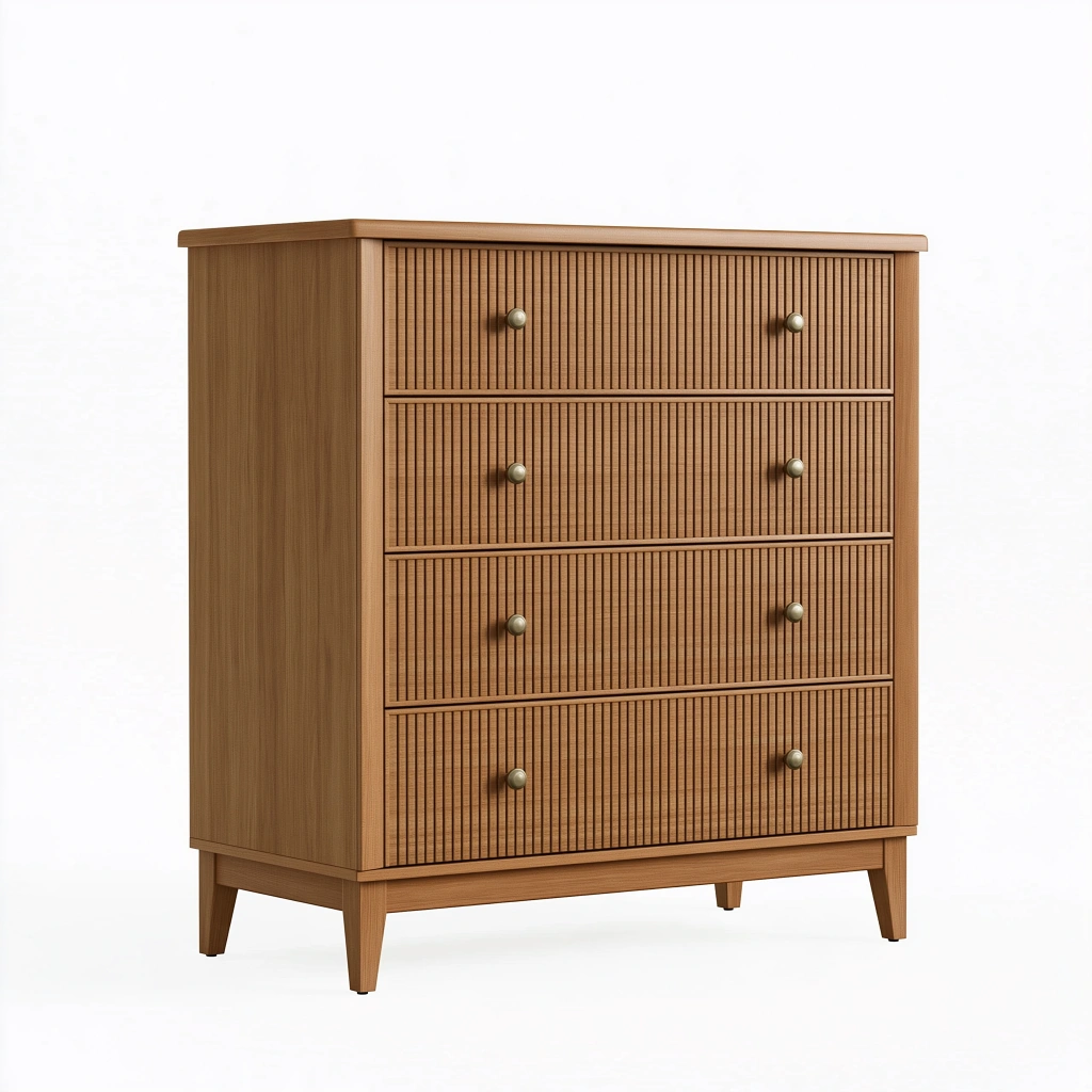 Cassettiera 80 x 40 x 110 cm in legno marrone con 4 cassetti stile moderno