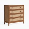 Cassettiera 90 x 45 x 110 cm in legno marrone con frontali intrecciati - stile naturale per camera da letto